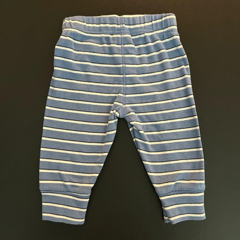 Carters Child of Mine Blue Striped Baby Pants Joggers 3-6 Months Elastic Waist